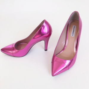 pink metallic heels