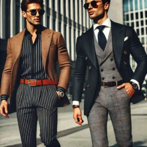 pleat-front pants for men and sport coat